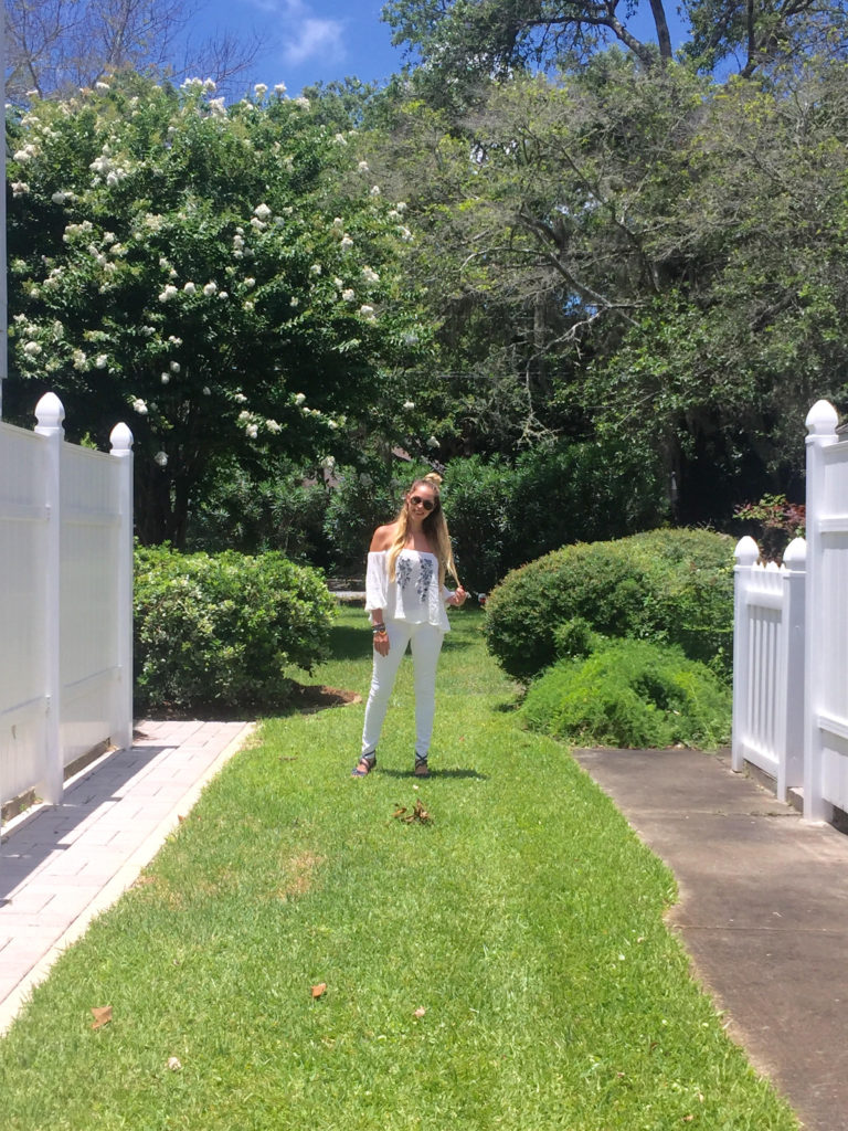 White off shoulder top